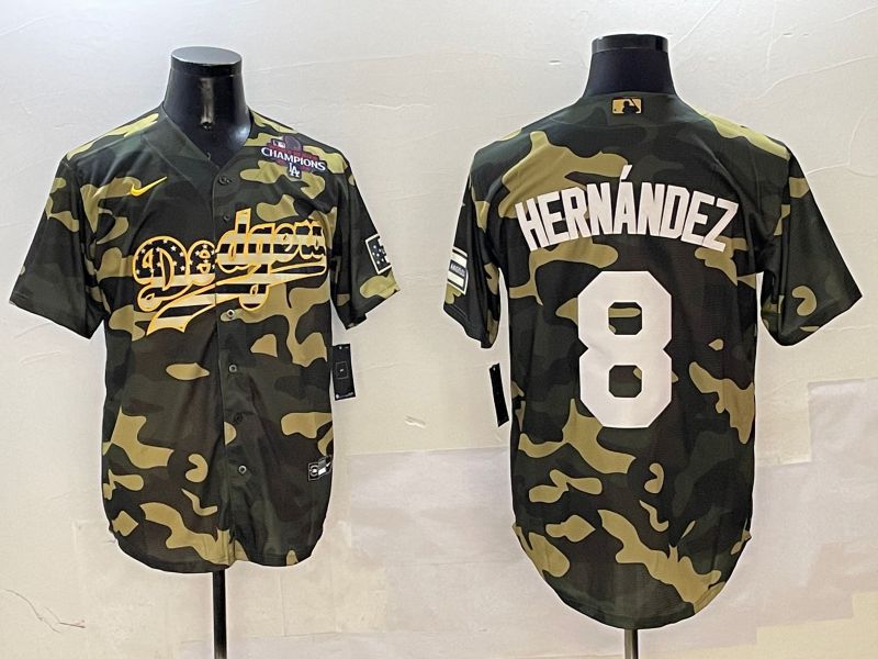 Men Los Angeles Dodgers 8 Hernandez Camo Joint Name 2025 Nike MLB Jersey style 4